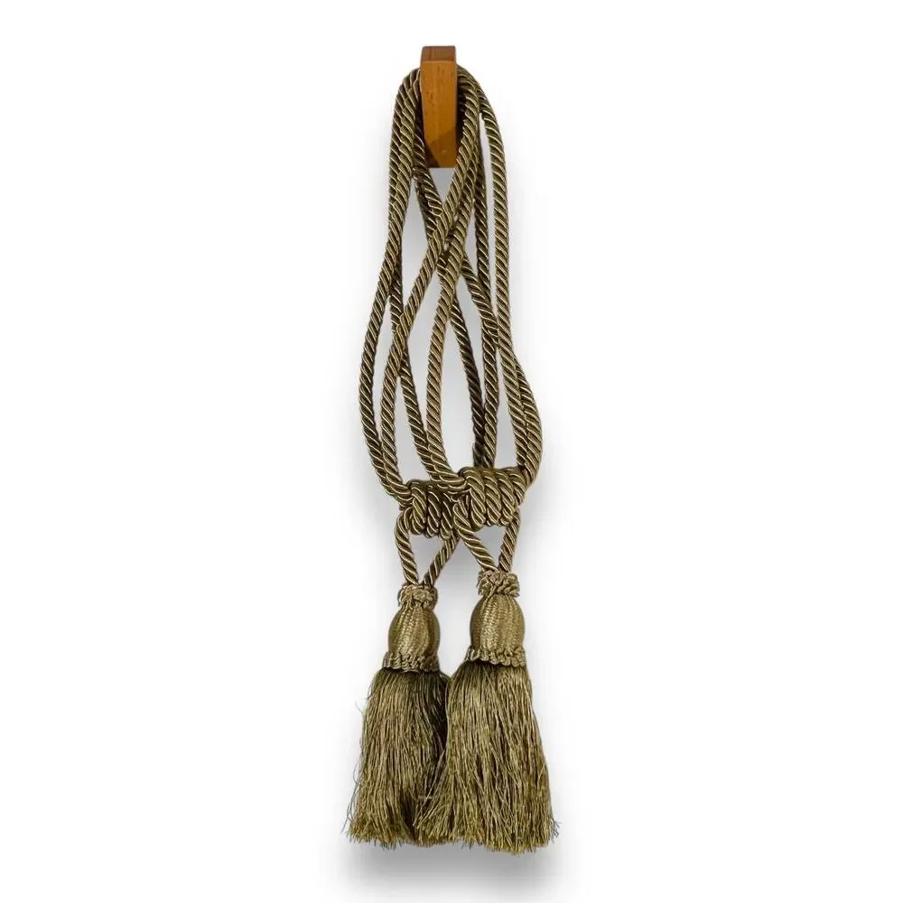 Silver Gray Tassel Curtain Tiebacks Rope Holdbacks Home Decor Pair 27”